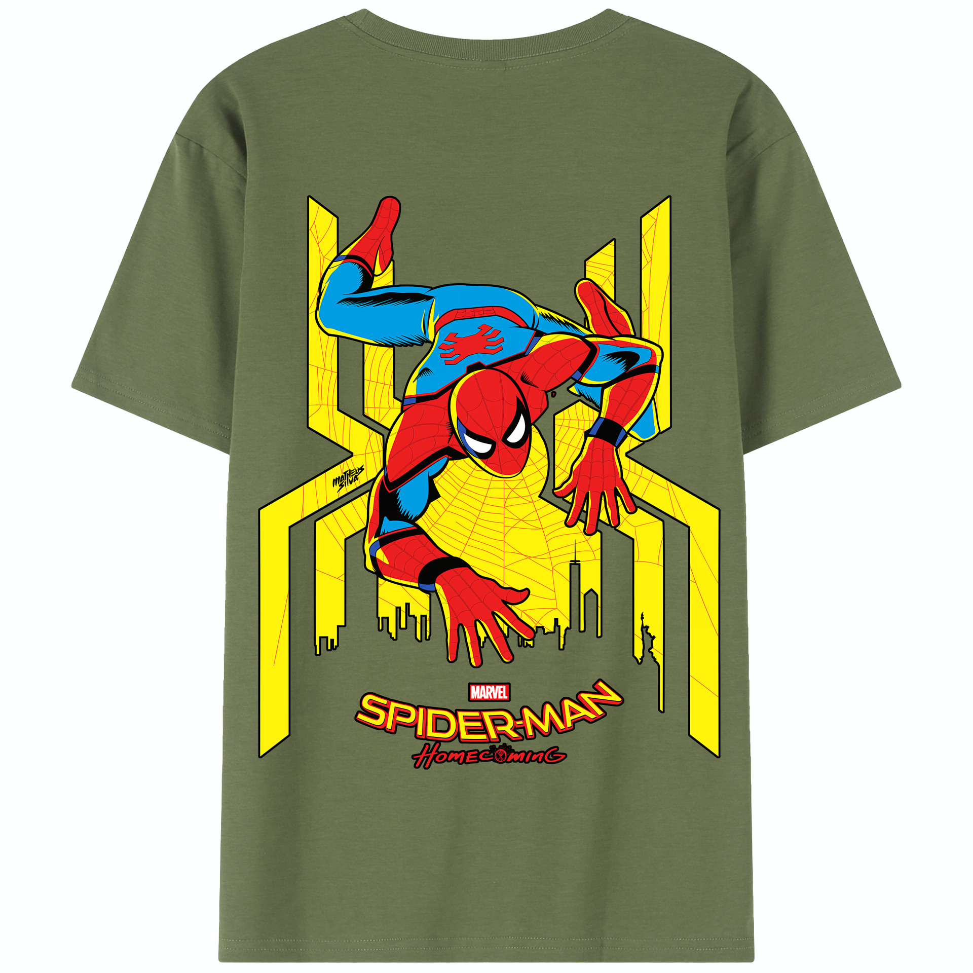 （画像用） Spider Man スパイダーマン 綿100％半袖Tシャツ（背面プリント）